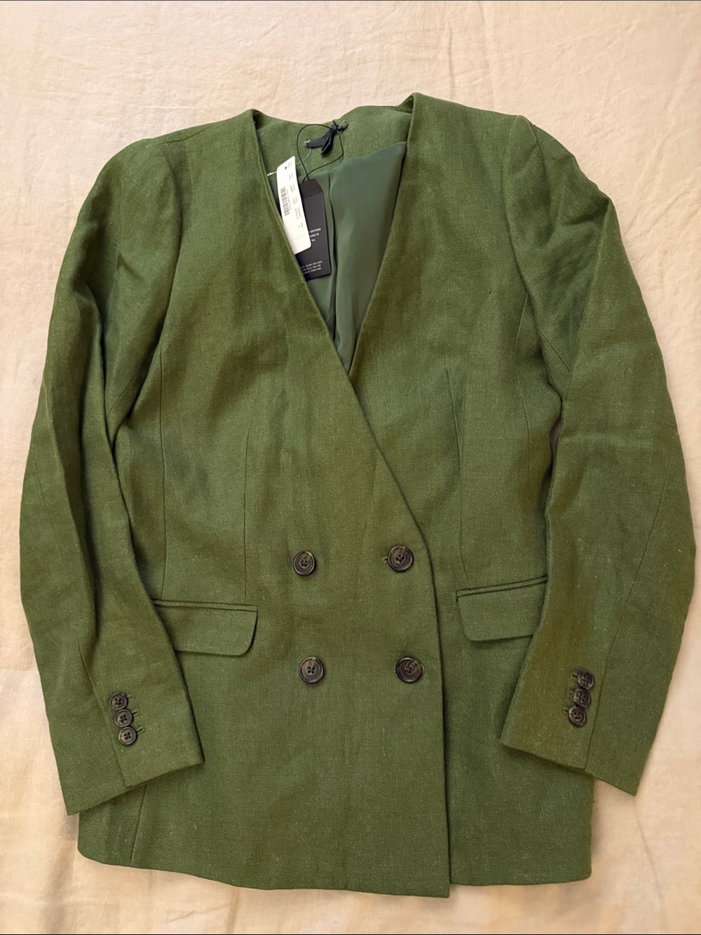 J.Crew Olive Green Womens Linen Tailored Blazer Jacket size 4 - Picture 13 of 13